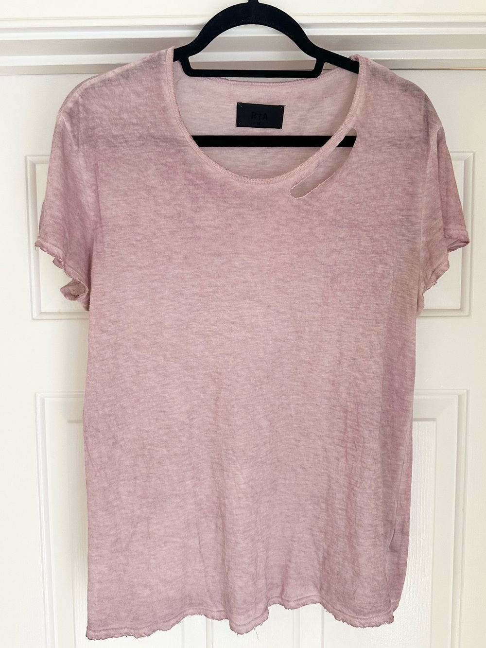 RtA Distressed Cotton Tee - Dusty Pink